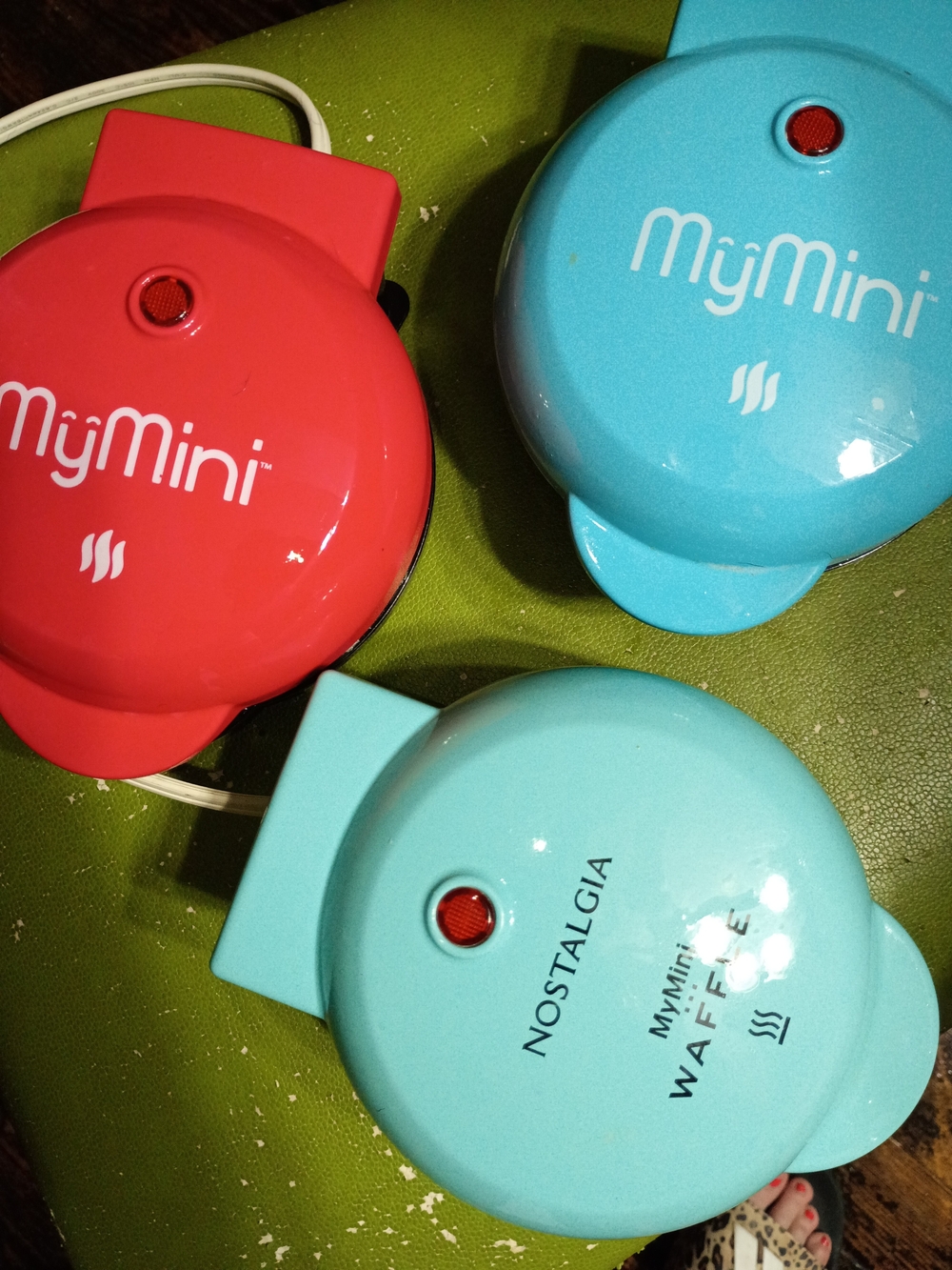 MyMini Nostalgia Mini Waffle Maker Trio - Coral & Aqua